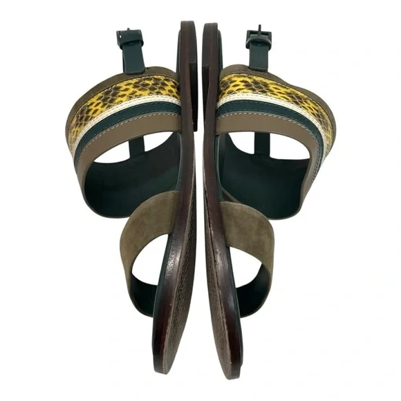 Tory Burch Edina Green Leather Colorblock Slingback Soho Lux Sandals Women’s 8.5 - Picture 10 of 16